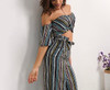 "Life nice" stripe detail cutout jumpsuit