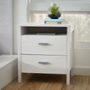 Modern 2-Drawer Nightstand Bedside Table in Larch White Wash Woodgrain Finish