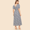 Vintage Black and White Double Button Down Gingham Midi Dress