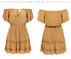 Sexy Off Shoulder Flare Sleeve Backless Mini Yellow Beach A Line Dress