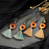 Bohemian Fringe Wooden Tassel Earrings