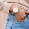Minimalist Style Leather Band Stainless Steel Analog Quartz Wristwatch