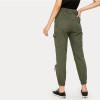 Army Green High Waist Streetwear Ripped Hole Crop Jeans