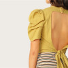 Ginger Tied Open Back Textured Top