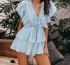 Summer V-neck ruffle elegant rompers  jumpsuit