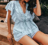 Summer V-neck ruffle elegant rompers  jumpsuit