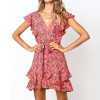 Summer Chiffon Boho Floral Print Ruffles A-Line Dress