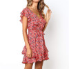 Summer Chiffon Boho Floral Print Ruffles A-Line Dress