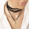 Cool black leather Leaf necklace