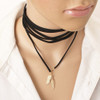 Cool black leather Leaf necklace