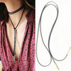 Cool black leather Leaf necklace