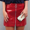 Faux Leather Zipper Pencil Skirt