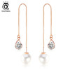 Water Drop Shape Crystal Stud Earrings with big Pearl