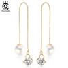 Water Drop Shape Crystal Stud Earrings with big Pearl