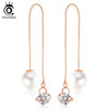 Water Drop Shape Crystal Stud Earrings with big Pearl