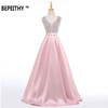 BEPEITHY V-Neck Beads Bodice Open Back A Line Long Evening Dress Party Elegant Vestido De Festa Fast Shipping Prom Gowns