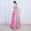 BEPEITHY V-Neck Beads Bodice Open Back A Line Long Evening Dress Party Elegant Vestido De Festa Fast Shipping Prom Gowns