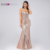 Plus Size Gold Sequined Evening Dresses Ever Pretty Mermaid V-Neck Elegant Women Formal Party Long Dresses Abendkleider 2020