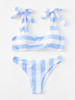 Striped Ruched Detail Bikini Set