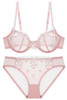 Elegant Illusion Pink Floral Lace Lingerie Set with Appliques