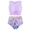 Feather Printed Twist Front Padded Tankini Swimsuit