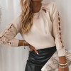 Women Casual Elegant Sequins Long Sleeve Blouse Shirts 2020 Autumn O-Neck Pullovers Tops Ladies Fashion Patchwork Print Blusa