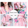 Women Faux Silk Robe Satin Wedding Bride Robe Large Size Sexy Floral Bathrobe Short Nightwear Women Pajamas Kimono