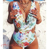 Striped Swimwear One Piece Swimsuit Women Backless Monokini Swimsuit Sport Bodysuit