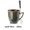 OUSSIRRO Creative Retro Ceramic Coffee or Tea Mug with Spoon