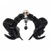 Blackmeoww Goth Men Women Cosplay Skull Devil Horns Headband - Black One Size