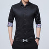 Men's Business Style Slim Fit Solid Square Collar Formal Shirt