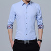 Men's Business Style Slim Fit Solid Square Collar Formal Shirt