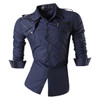 Men's Long Sleeve Military Style Shirt w/ Argyle & Zip Design