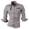 Men's Long Sleeve Military Style Shirt w/ Argyle & Zip Design