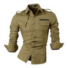Men's Long Sleeve Military Style Shirt w/ Argyle & Zip Design