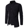 Men's Long Sleeve Formal Shirt w/ Outer Piece and Turn Down Collar