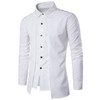 Men's Long Sleeve Formal Shirt w/ Outer Piece and Turn Down Collar