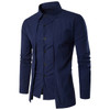 Men's Long Sleeve Formal Shirt w/ Outer Piece and Turn Down Collar