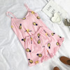 FallSweet Summer  Print Pajama Sets for Wome  Sleepwear  Girls Sleeveless Sexy Lingerie Two Piece Set