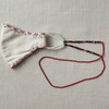 25 inch colored wood beads face mask chain with red beads and brass accents