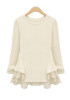 Beige Patchwork Irregular Draped Round Neck Long Sleeve Blouse