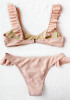 Pink Condole Belt Ruffle 2-in-1 V-neck Sweet Swimwear