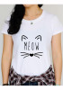 White Cat Love "MEOW" Print Cute Casual T-Shirt