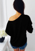 Black Plain Pocket Sequin Round Neck Casual Pullover Sweater Black Plain Pocket Sequin Round Neck Casual Pullover Sweater