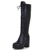 Zipper Lace Up Knee High Boots