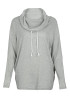 Grey Irregular Drawstring Hooded Long Sleeve Casual Pullover Sweatshirt