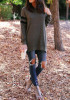 Black Grey Striped Print Round Neck Long Sleeve Casual T-Shirt