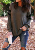Black Grey Striped Print Round Neck Long Sleeve Casual T-Shirt