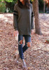 Black Grey Striped Print Round Neck Long Sleeve Casual T-Shirt
