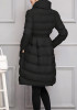 Black Sashes Pockets Band Collar Long Sleeve Elegant Skater Down Coat